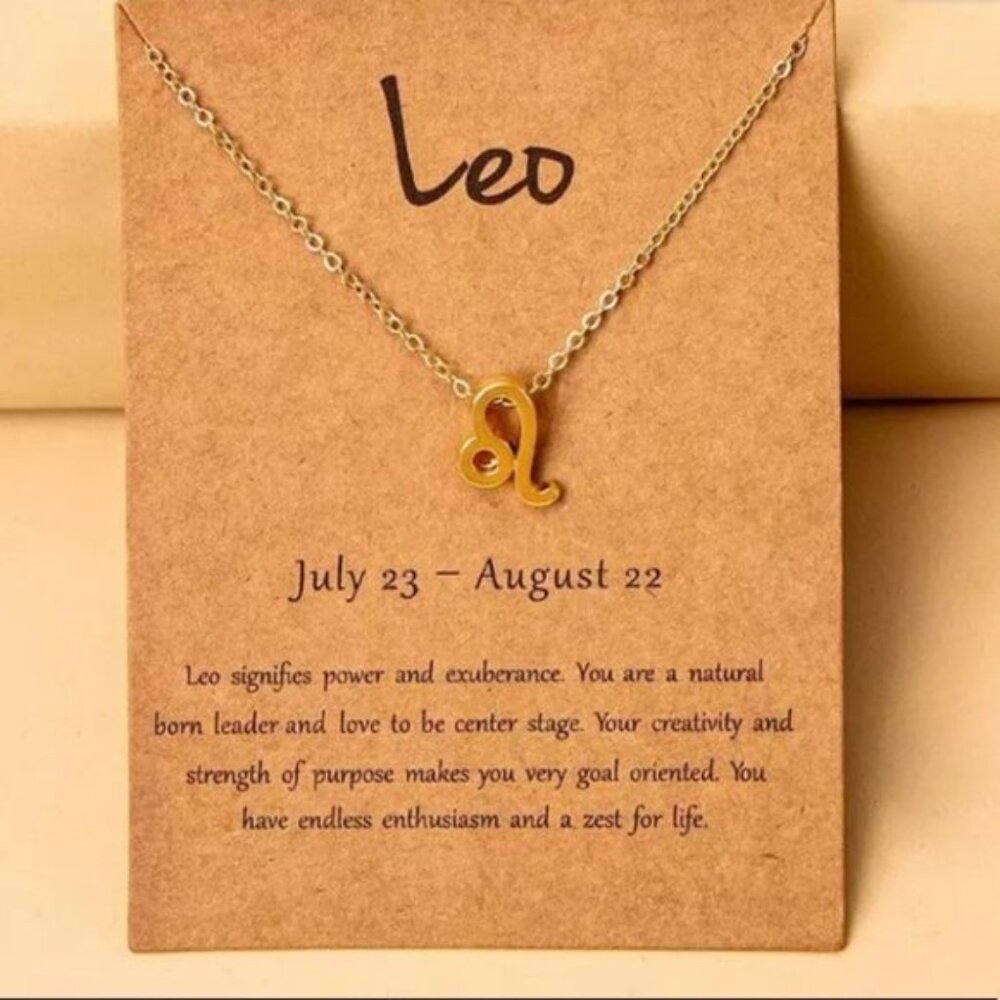 🎉 New Leo Zodiac Gold Plated Adjustable Necklace